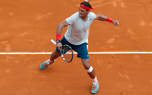 Rafael Nadal ünnepli győzelmét Grigor Dimitrov ellen a monte-carlói tenisztornán 2013-ban.