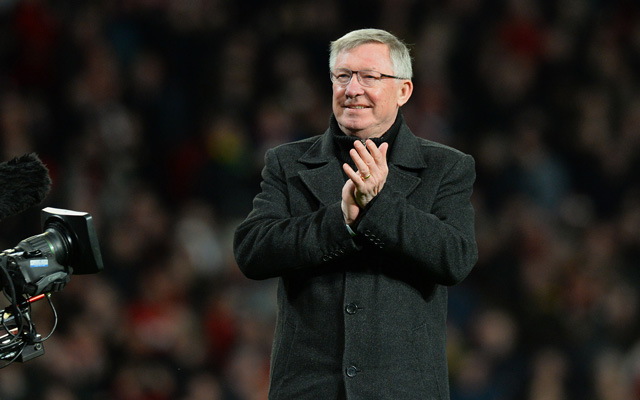 Sir Alex Ferguson a Manchester United Aston Villa elleni győzelme után, amivel bebiztosította a bajnoki címet a Premier League-ben 2013-ban.
