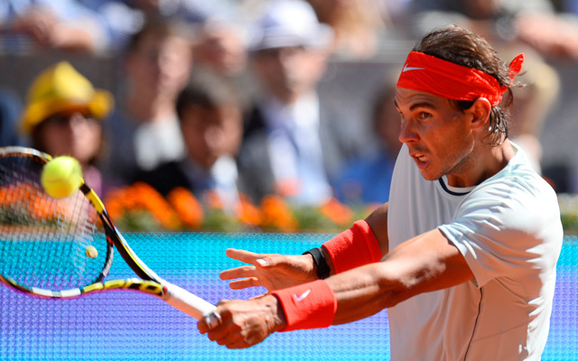 Rafael Nadal a David Ferrer elleni mérkőzésén a madridi tenisztornán 2013-ban.