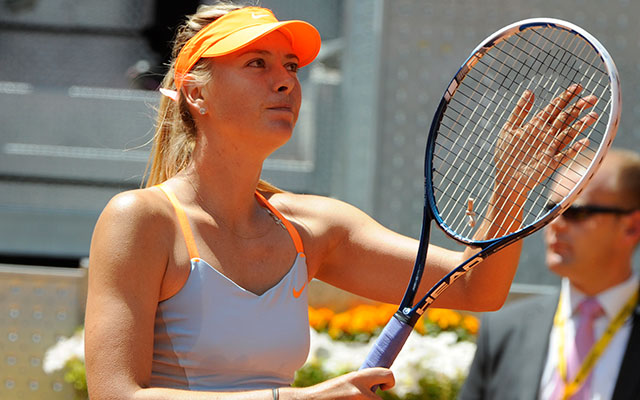 Az orosz Marija Sarapova a madridi tenisztorna elődöntőjében