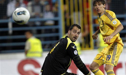 Mladen Bizsovics, a Montenegró-Ukrajna (0-4) vb-selejtezőn kapott gólt 