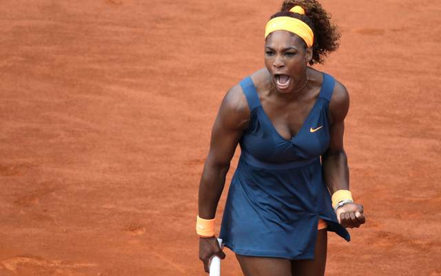 Serena Williams a Roland Garros döntőjében Marija Sarapova ellen 2013-ban.
