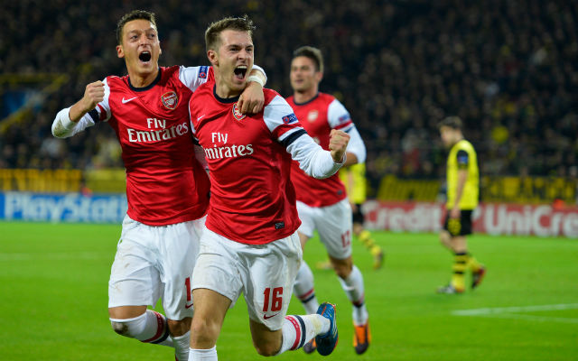 Aaron Ramsey találata három pontot ért az Arsenalnak Dortmundban - Fotó: AFP
