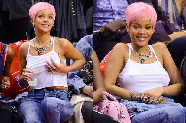 Rihanna a meccs helyett magát nézte a kivetítőn - fotó: Noel Vasquez/GC Images