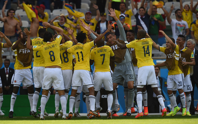 Kolumbia három gólt ünnepelt - fotó: AFP