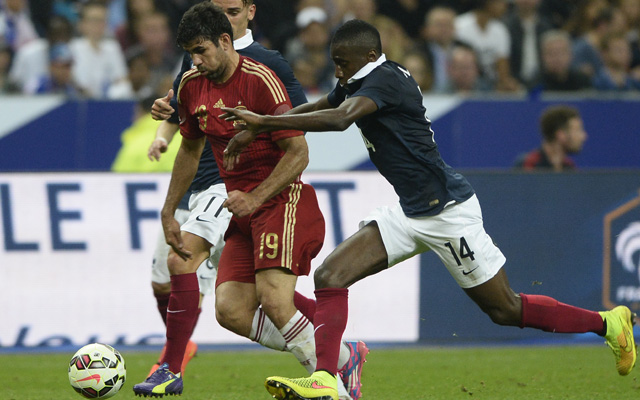 Diego Costa és Matuidi, a spanyol csatár ezúttal sem volt hatékony válogatott mezben - fotó: AFP