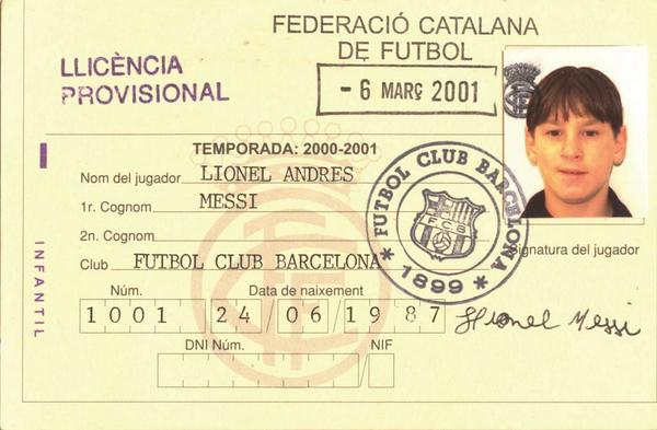 Messi 2001-es igazolása / twitter.com
