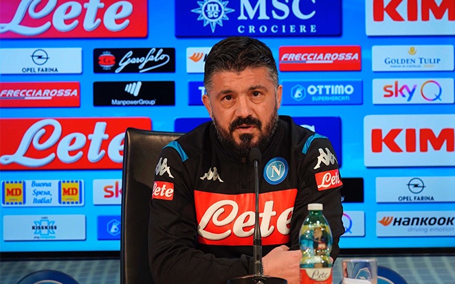 "Nagyon jó teljesítményre lesz szükségünk az Inter ellen. Rengeteget kell futnunk és készen kell állnunk a harcra." - mondta Gattuso. Fotó: Napoli Twitter